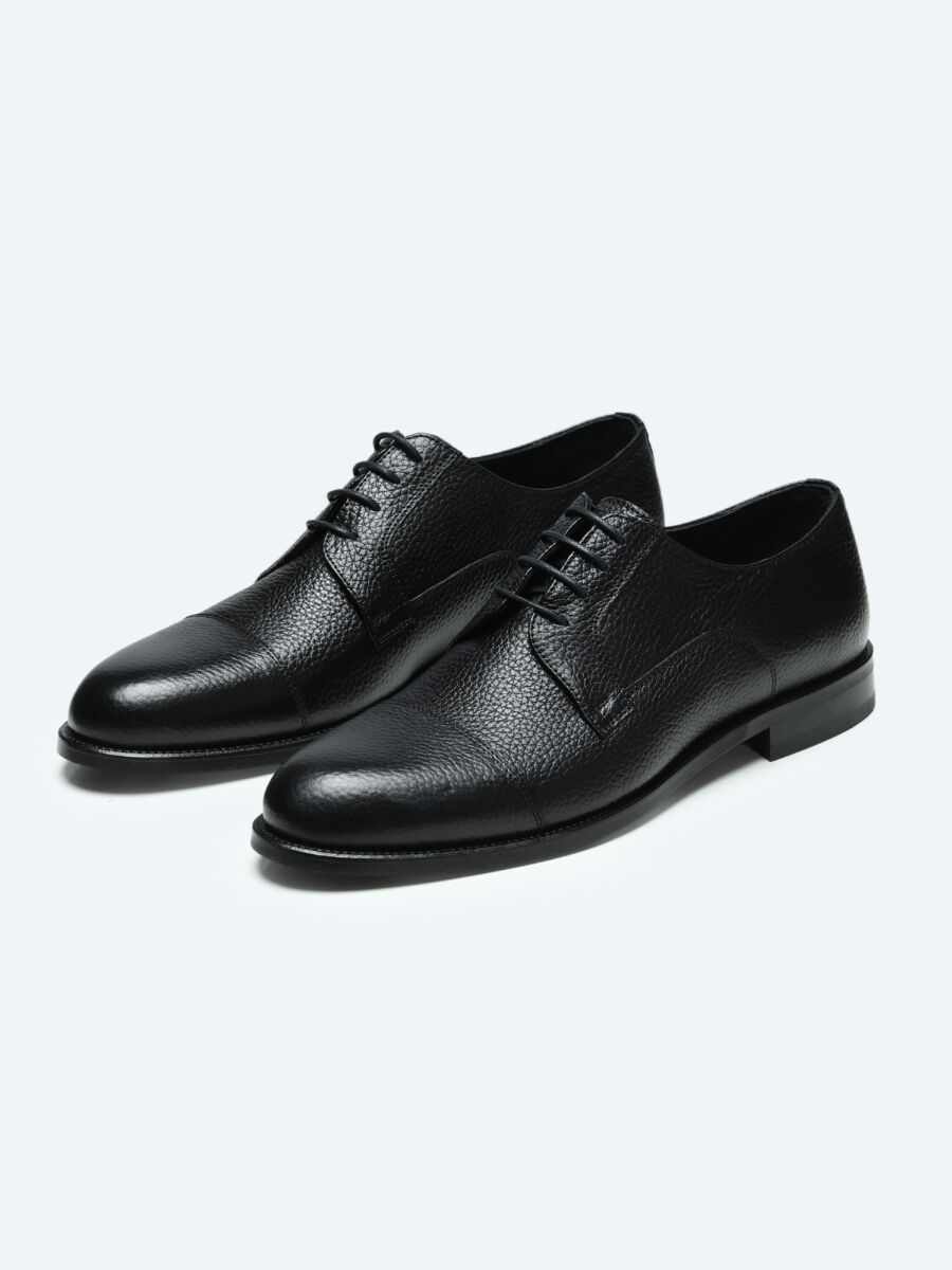 Black Leather Classical Shoes - 2
