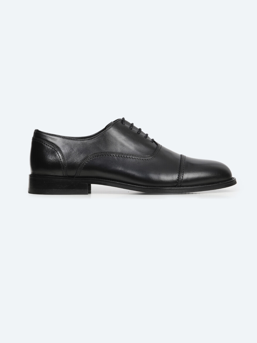 Black Leather Classical Shoes - KİP
