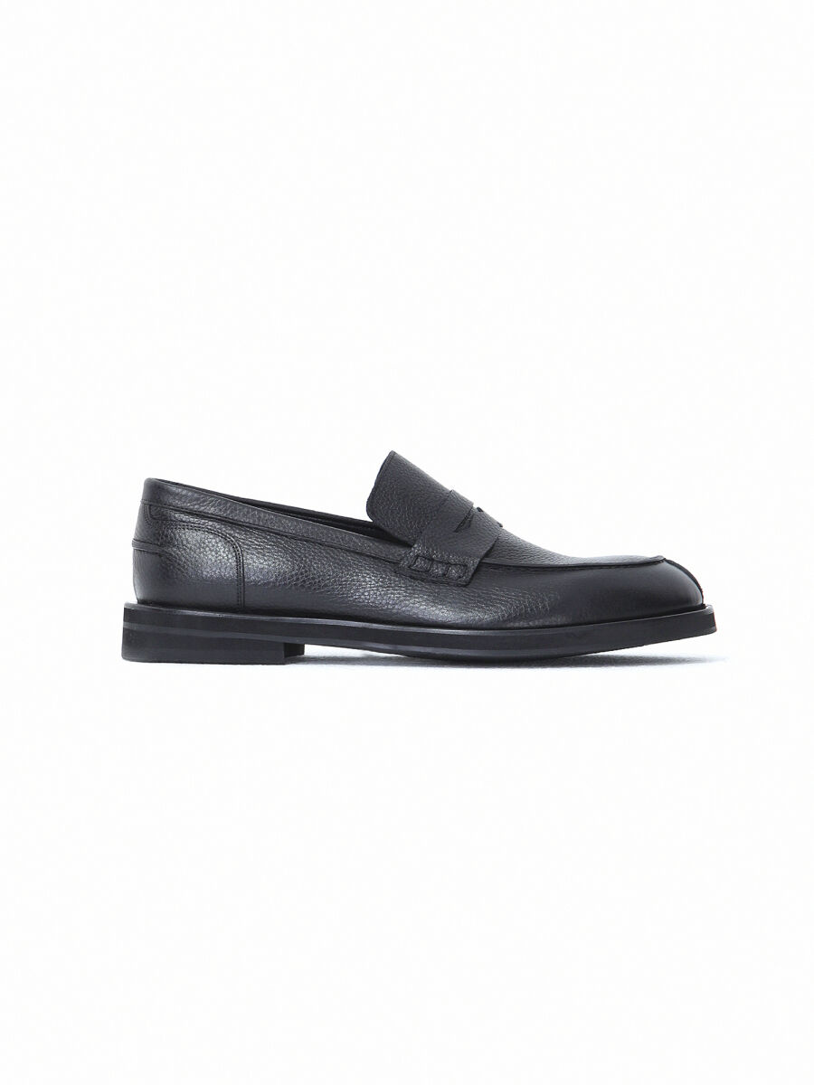 Black Leather Smart Casual Loafer - 1