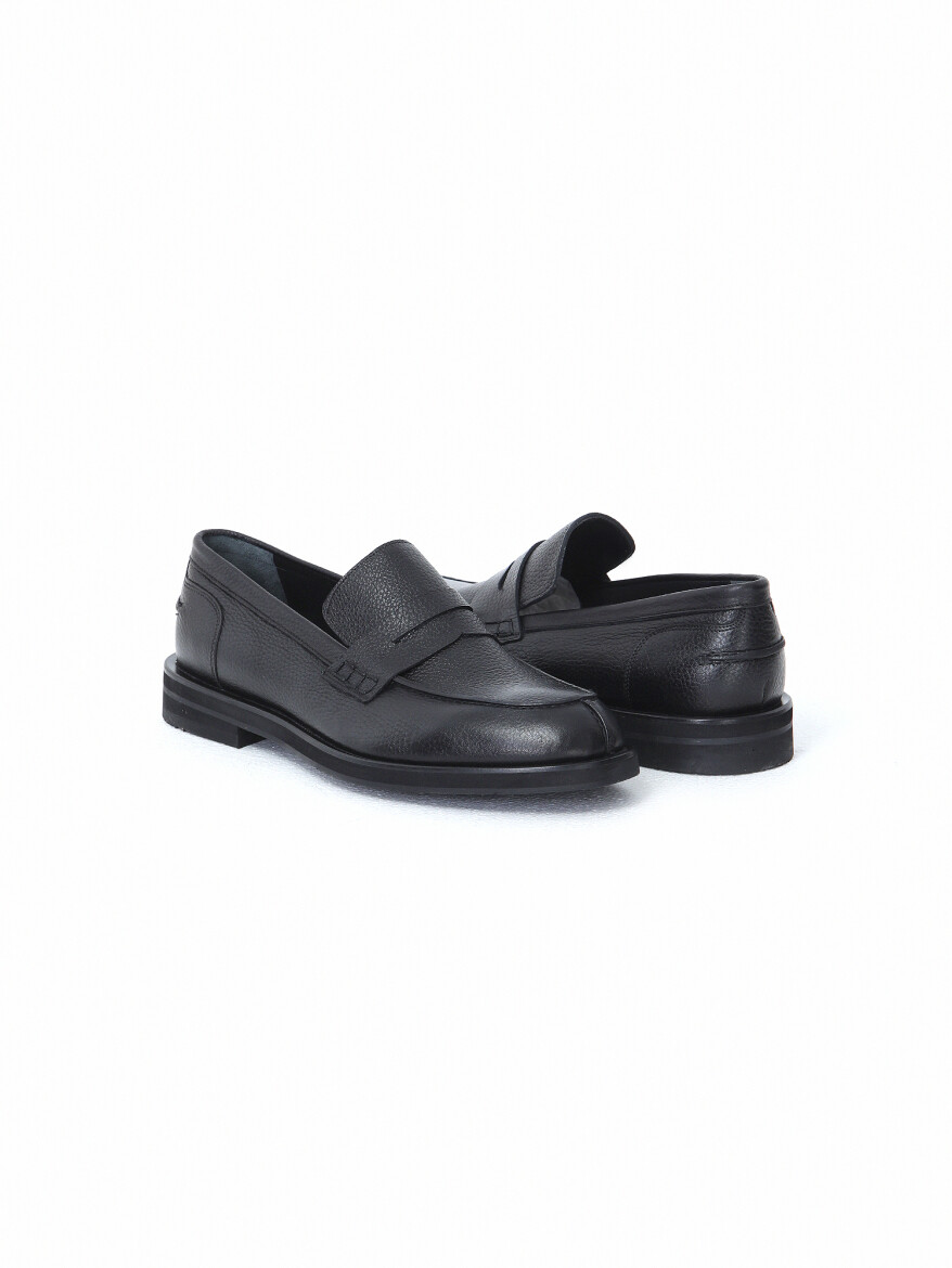 Black Leather Smart Casual Loafer - 3
