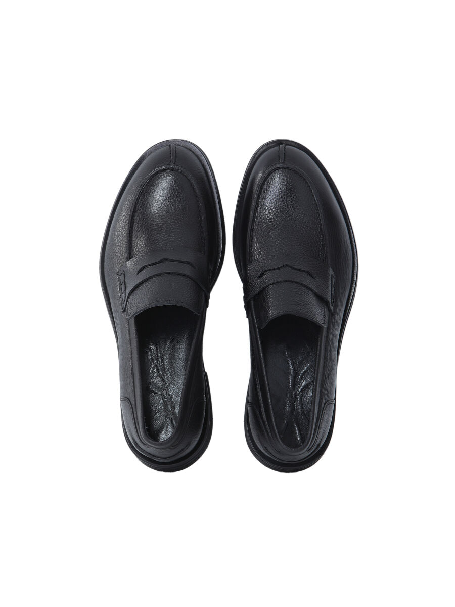 Black Leather Smart Casual Loafer - 5