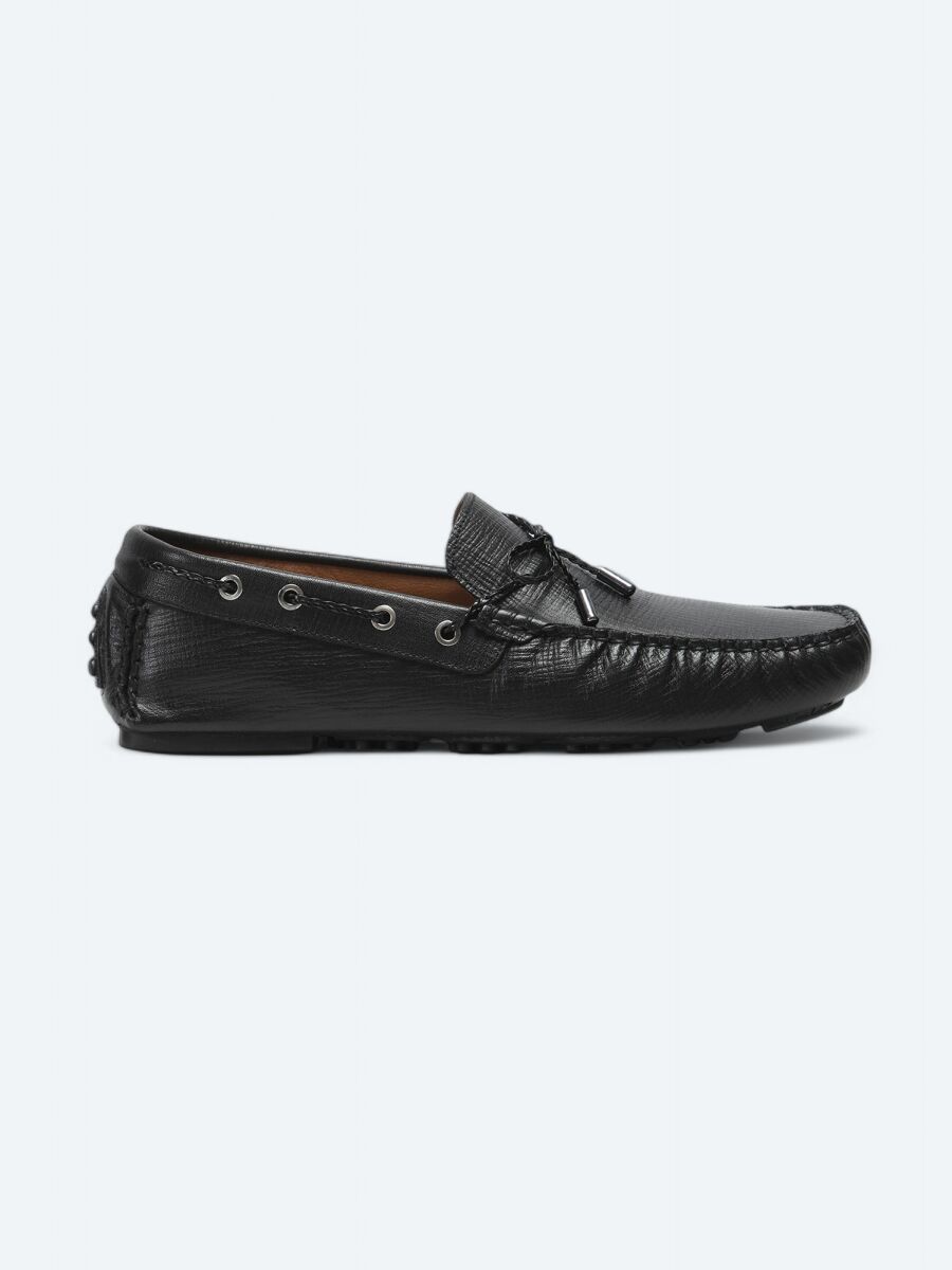 Black Leather Smart Casual Loafer - 1