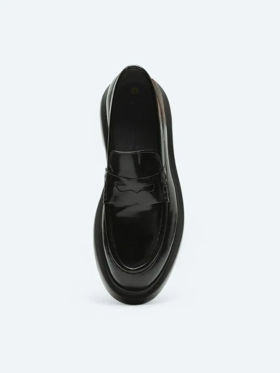 Black Leather Smart Casual Loafer - 3