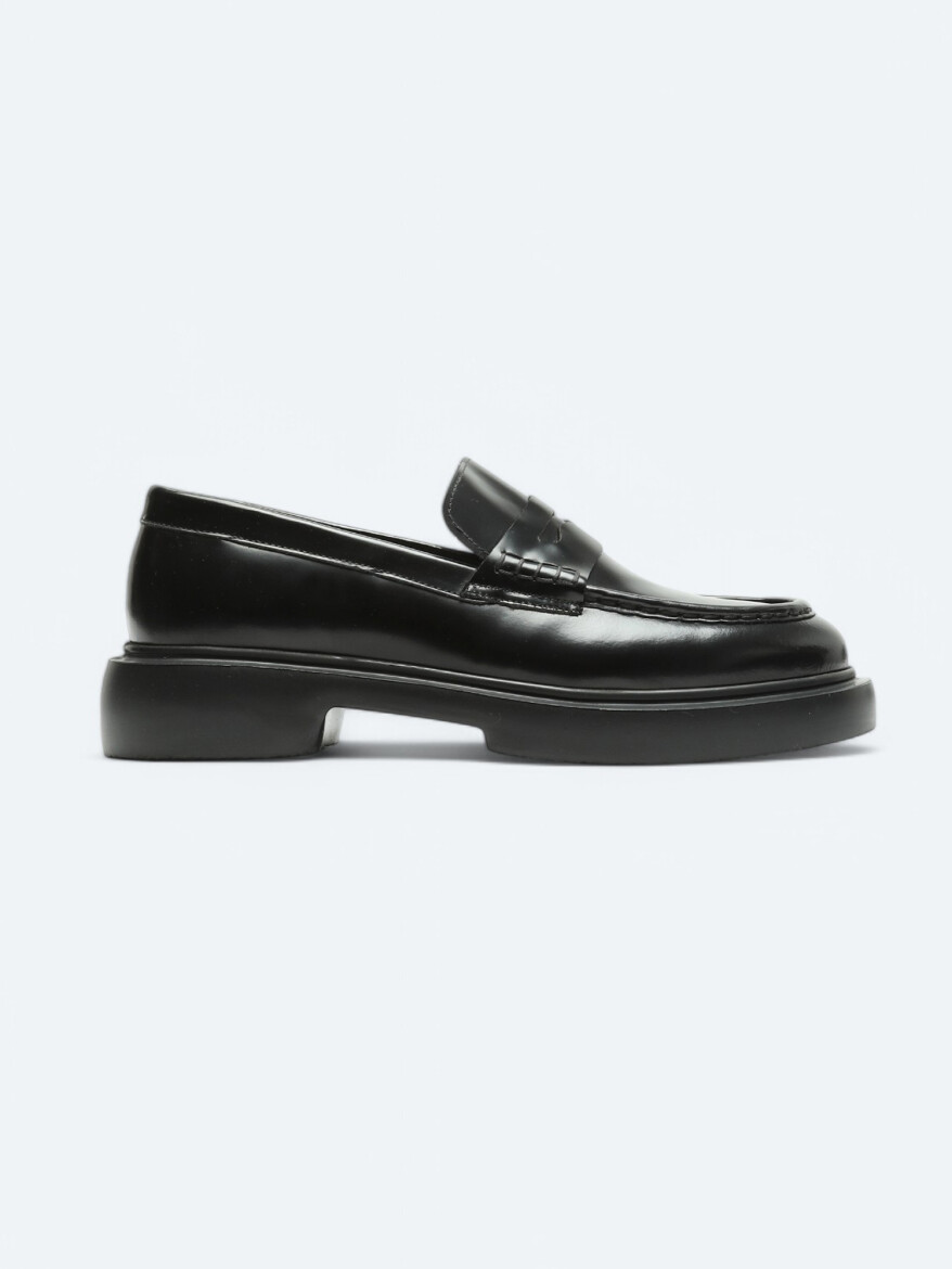 Black Leather Smart Casual Loafer - 1