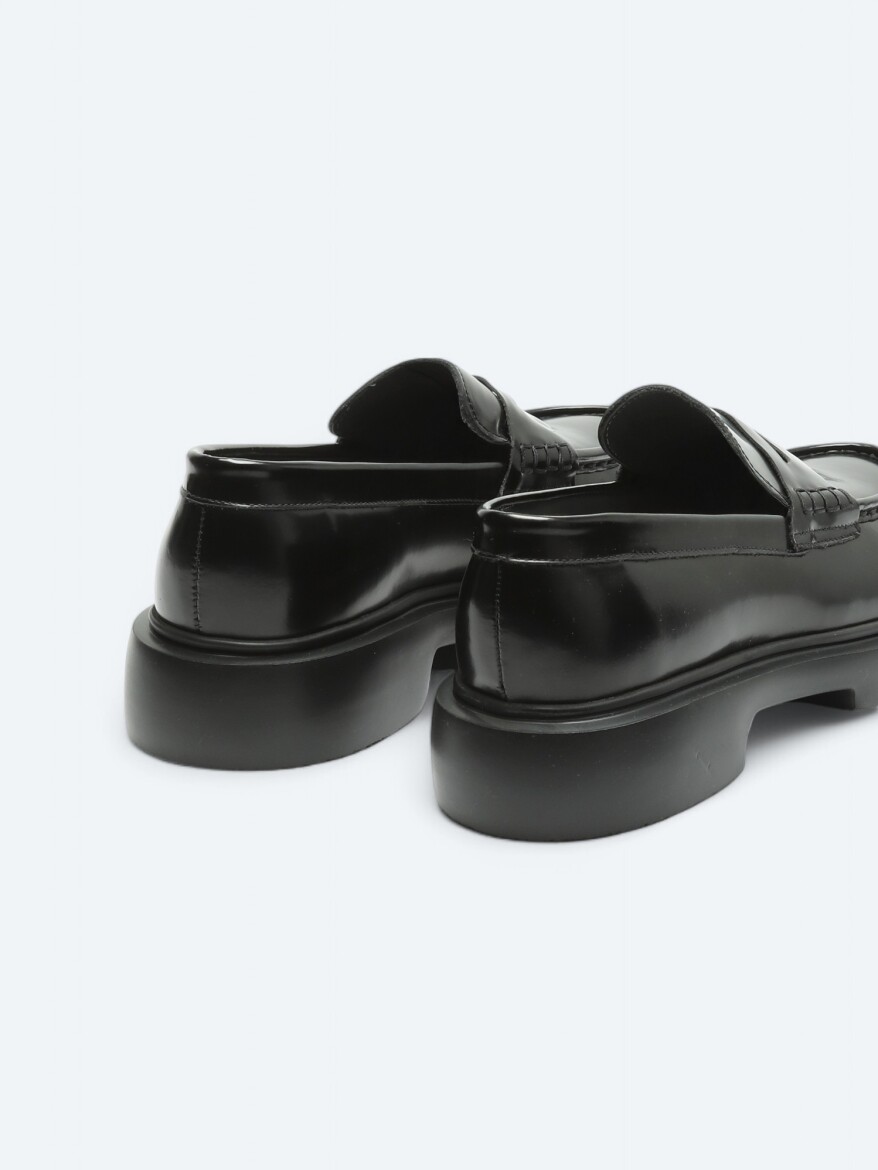Black Leather Smart Casual Loafer - 5