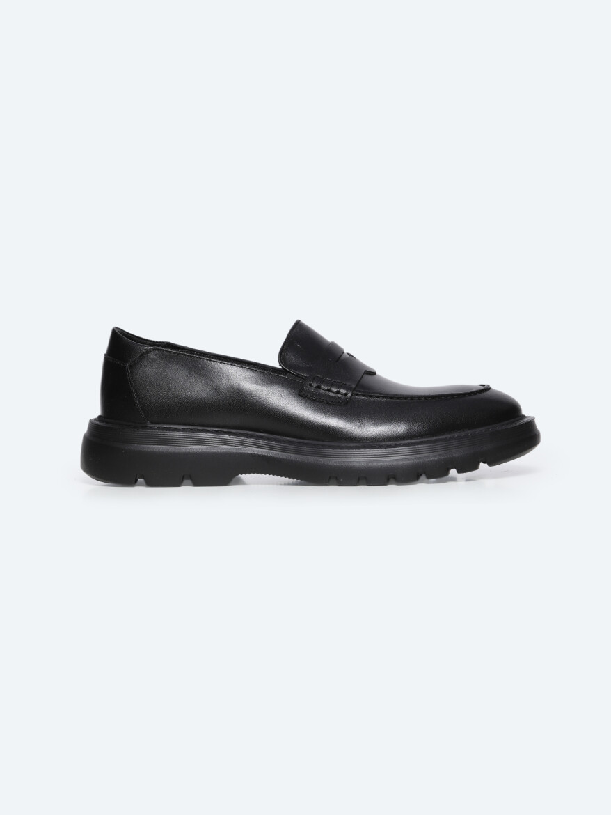 Black Leather Smart Casual Loafer - KİP