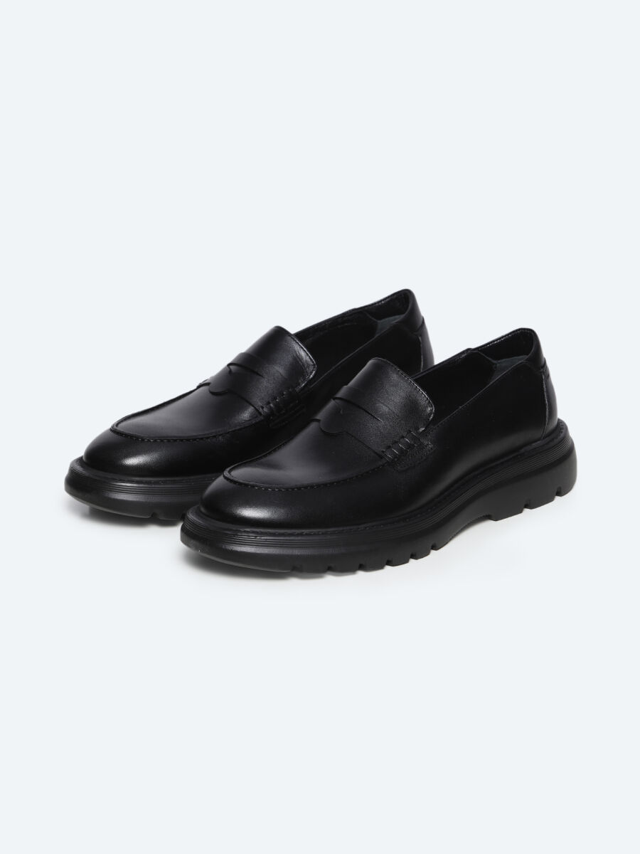 Black Leather Smart Casual Loafer - 2