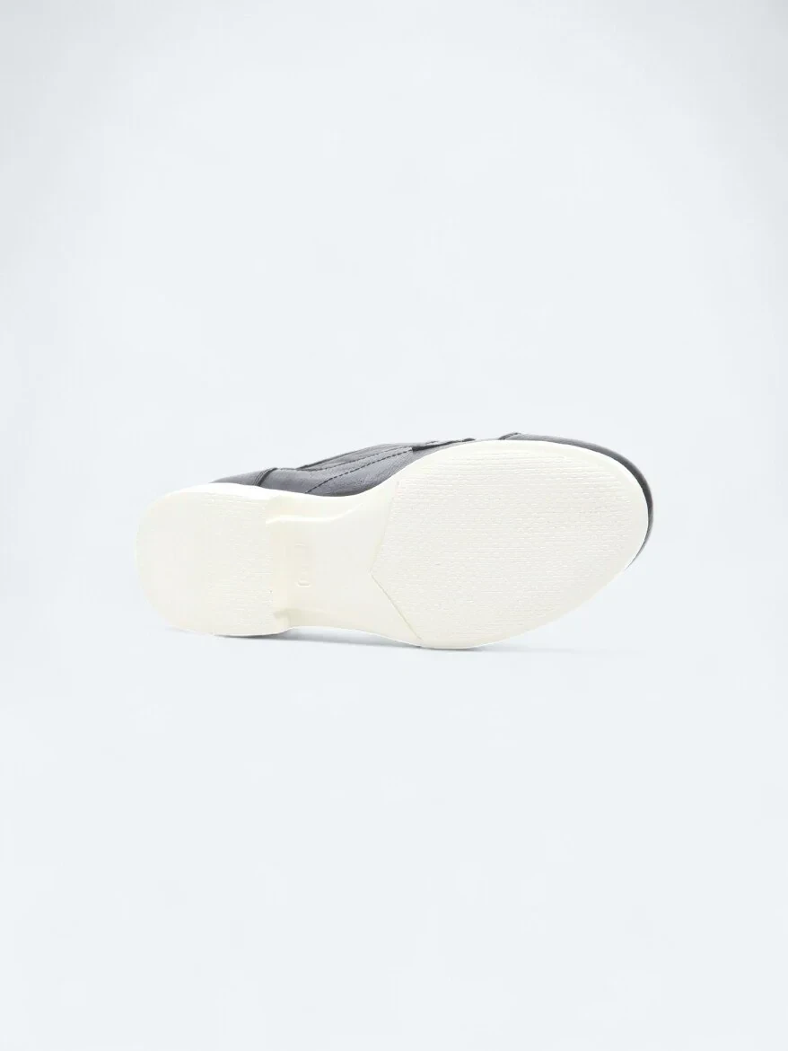 Black Leather Smart Casual Shoes - 4