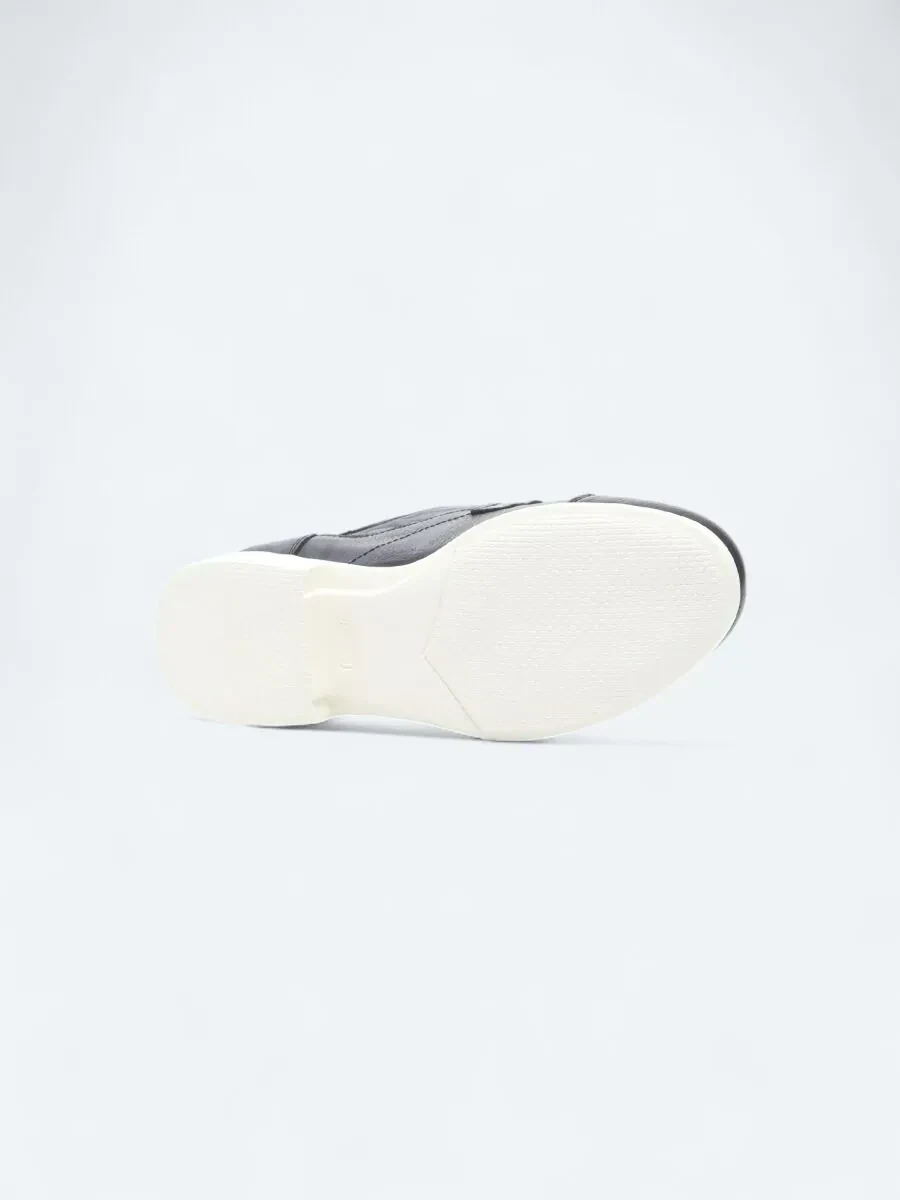Black Leather Smart Casual Shoes - 4