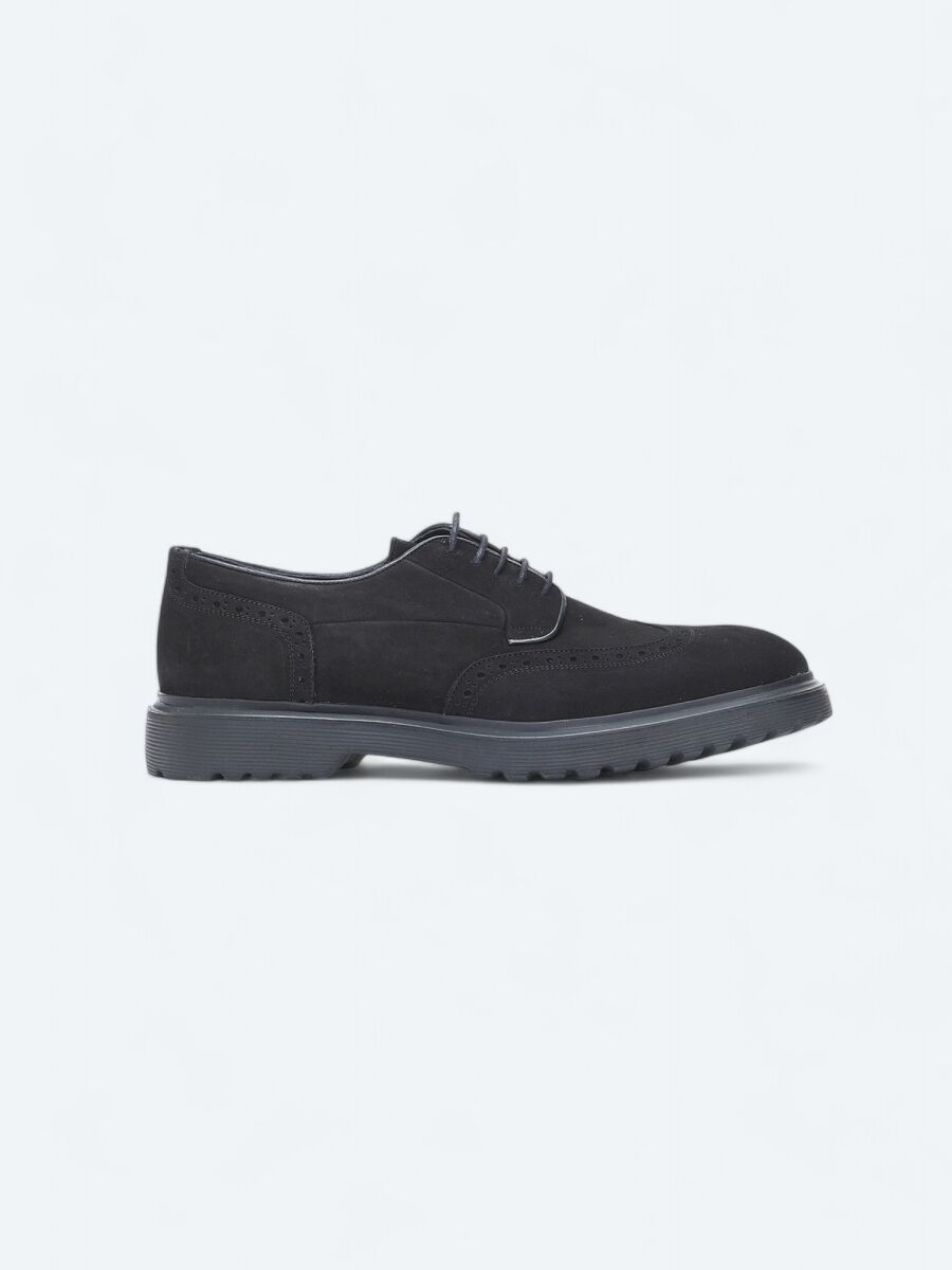 Black Leather Smart Casual Shoes - 1