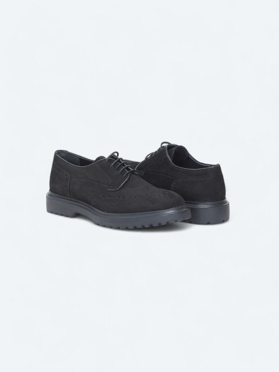 Black Leather Smart Casual Shoes - 3