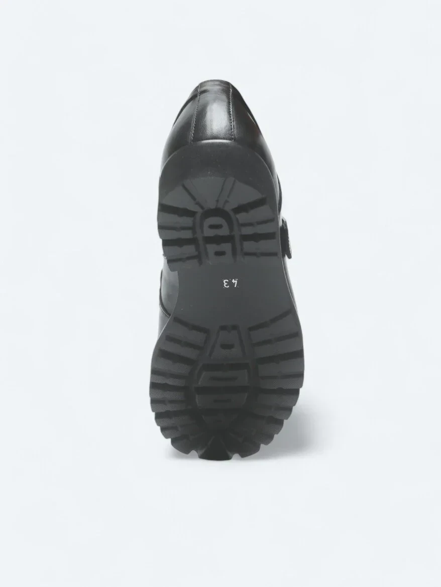 Black Leather Smart Casual Shoes - 4