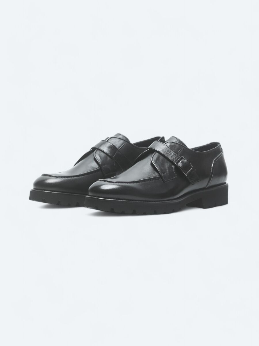 Black Leather Smart Casual Shoes - 2