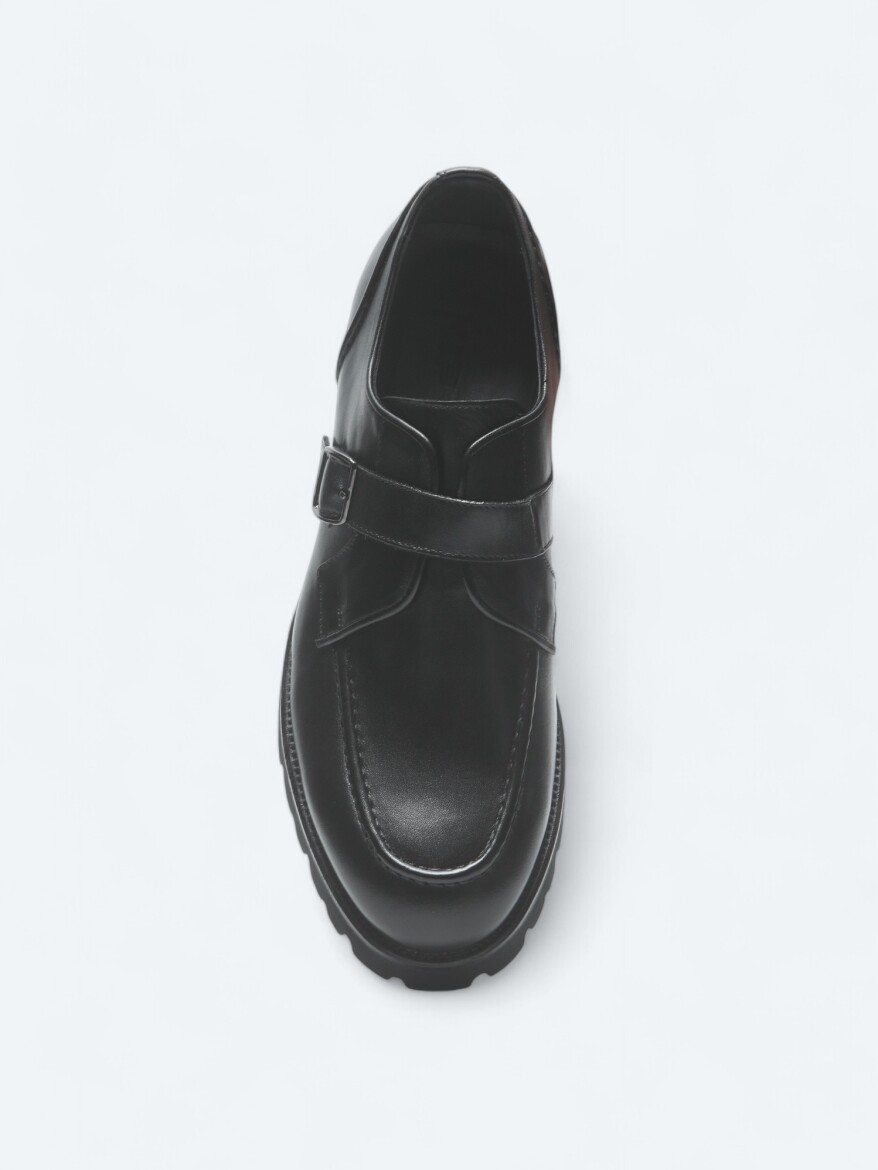 Black Leather Smart Casual Shoes - 3