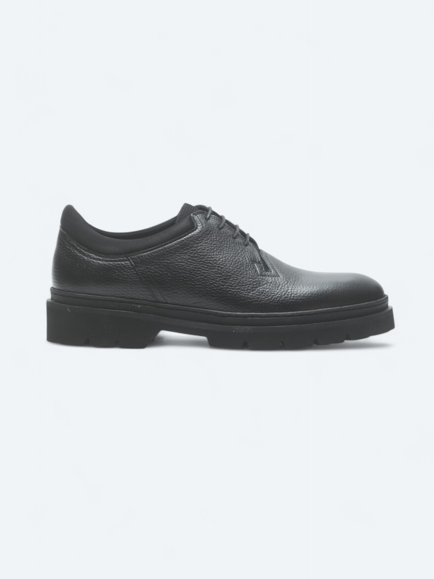 Black Leather Smart Casual Shoes - 1