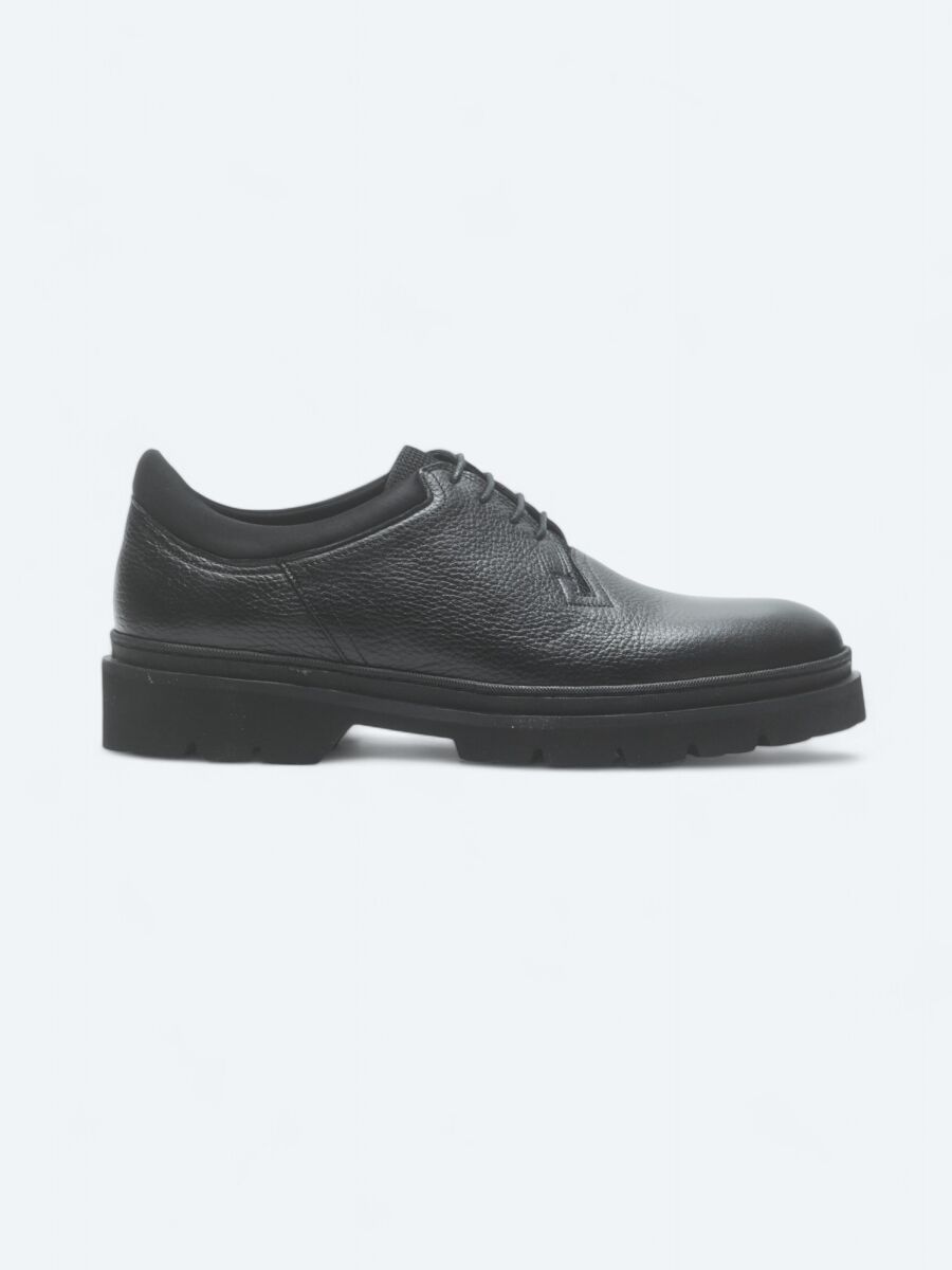 Black Leather Smart Casual Shoes - 1