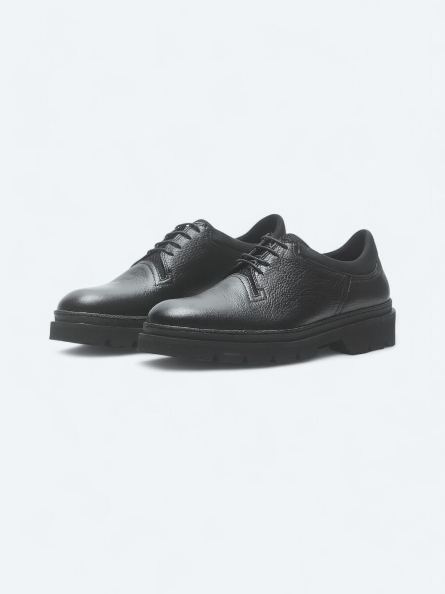 Black Leather Smart Casual Shoes - 2