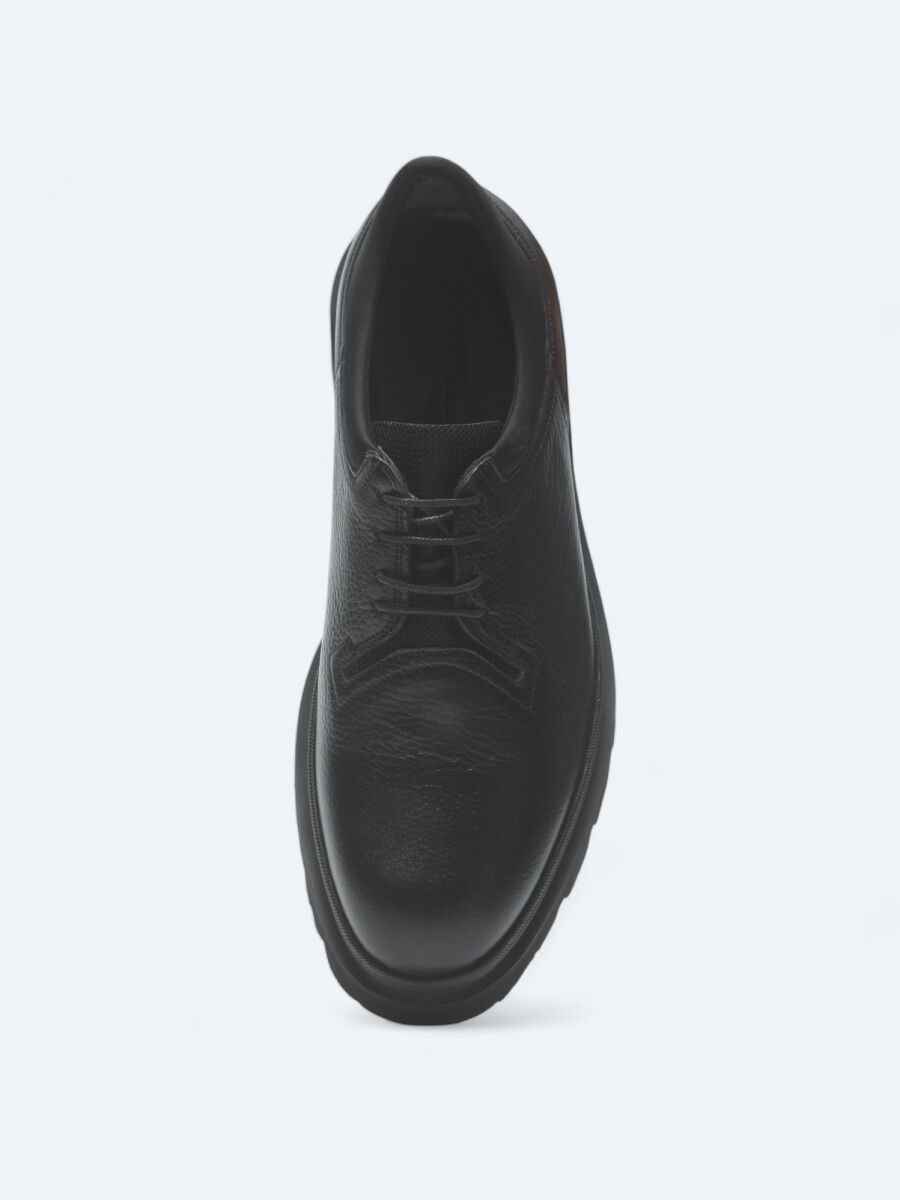 Black Leather Smart Casual Shoes - 3