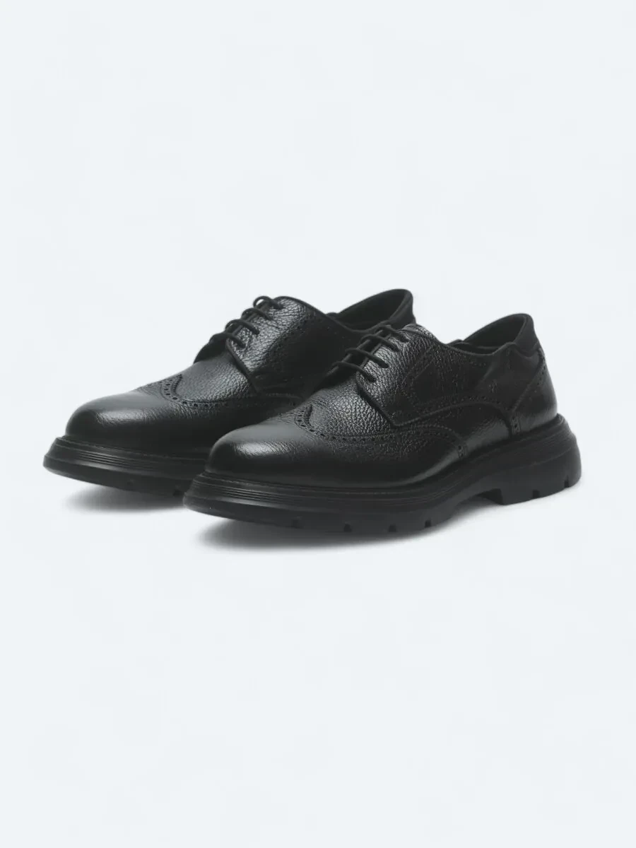Black Leather Smart Casual Shoes - 2