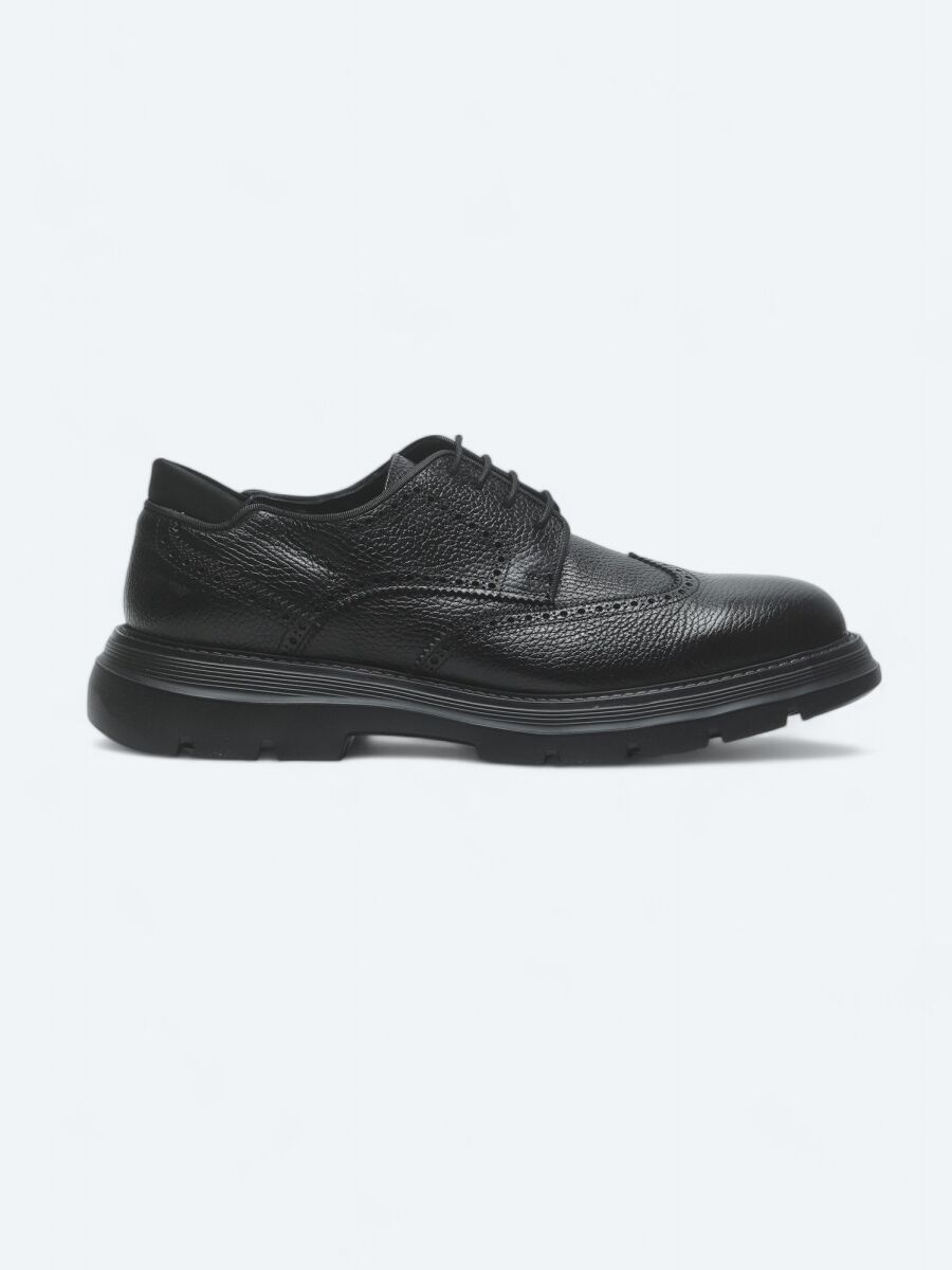 Black Leather Smart Casual Shoes - 1