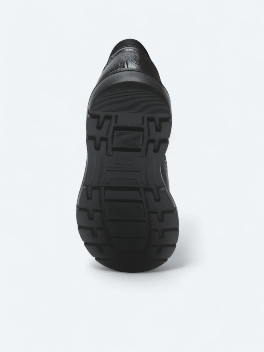 Black Leather Smart Casual Shoes - 4