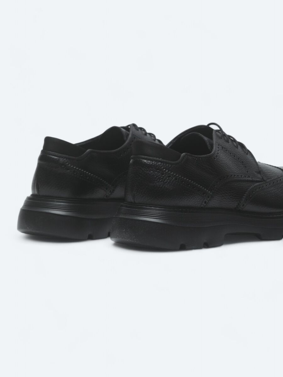 Black Leather Smart Casual Shoes - 5