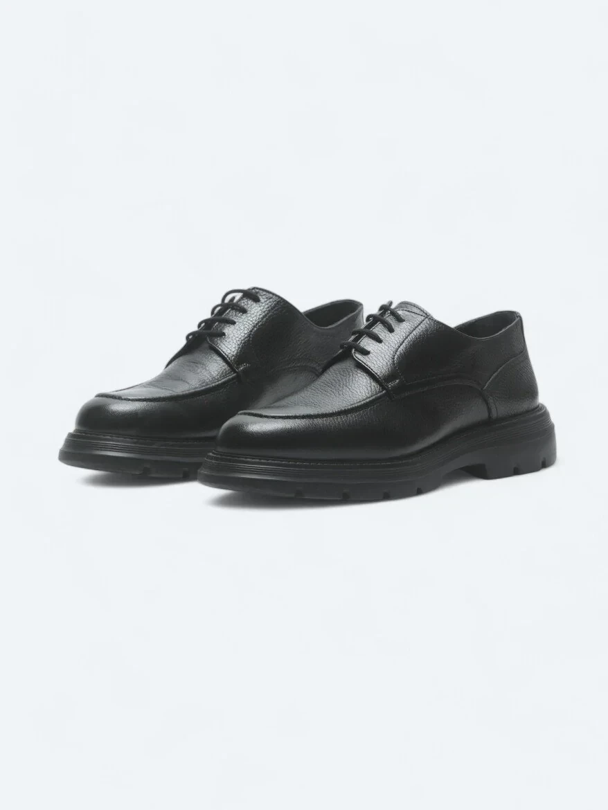 Black Leather Smart Casual Shoes - 2