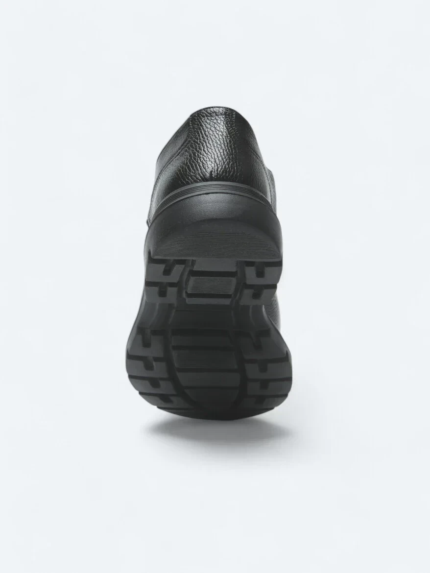 Black Leather Smart Casual Shoes - 4