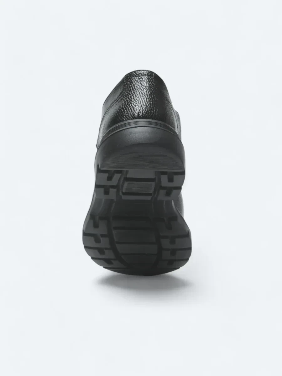 Black Leather Smart Casual Shoes - 4