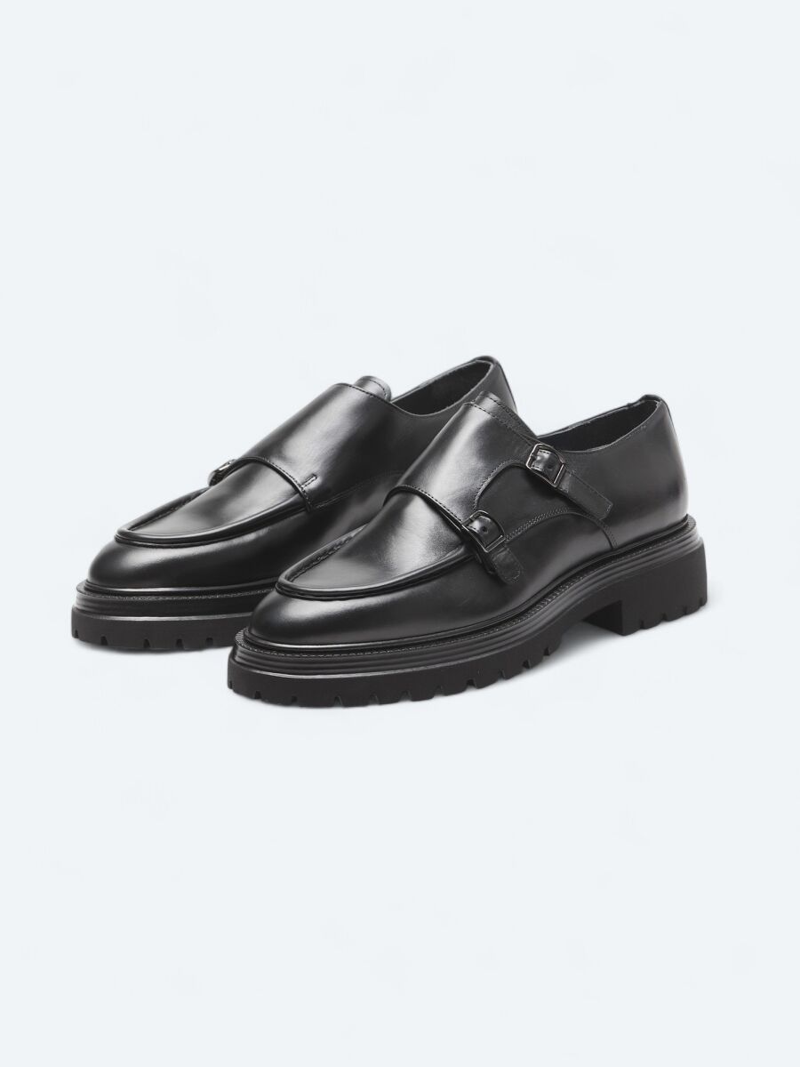 Black Leather Smart Casual Shoes - 2
