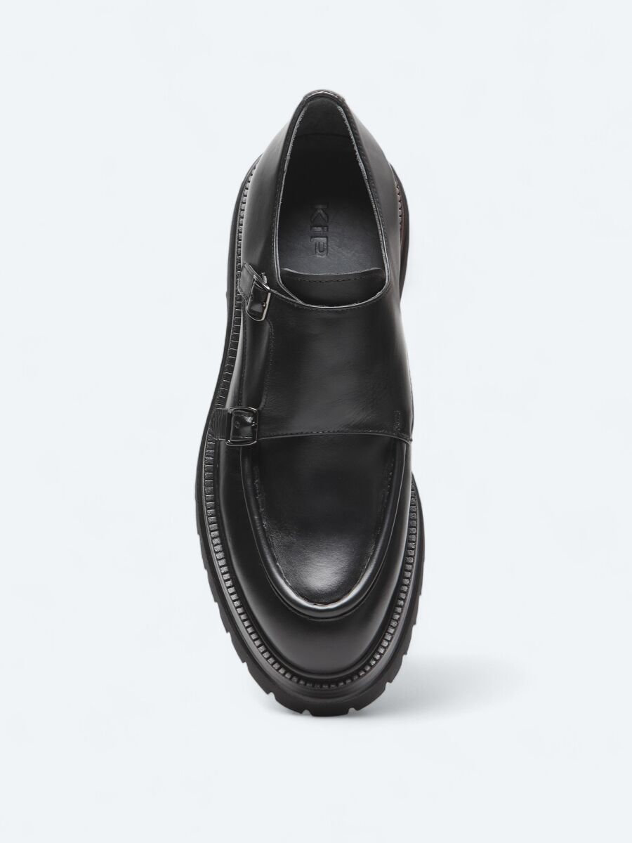 Black Leather Smart Casual Shoes - 3