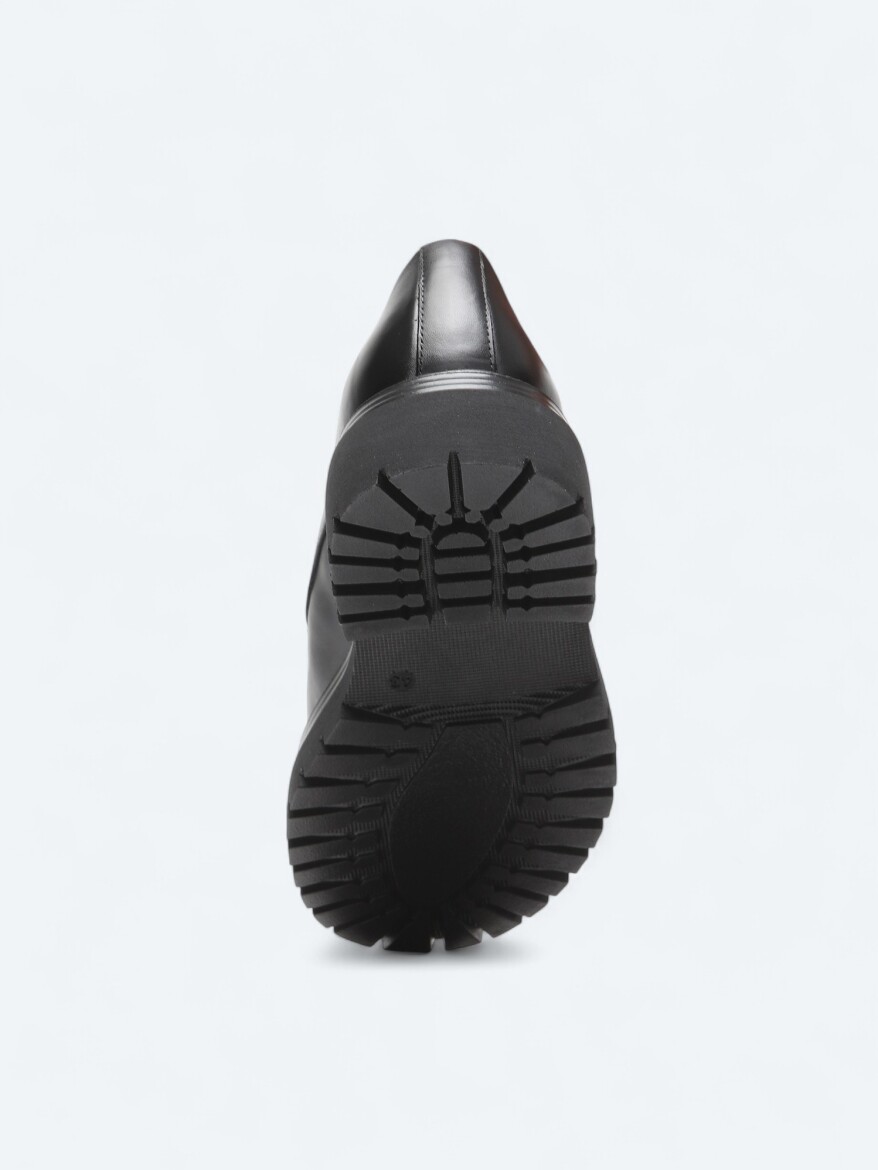 Black Leather Smart Casual Shoes - 4