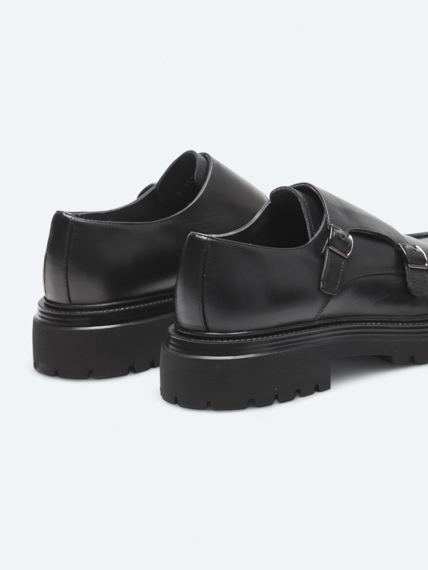 Black Leather Smart Casual Shoes - 5
