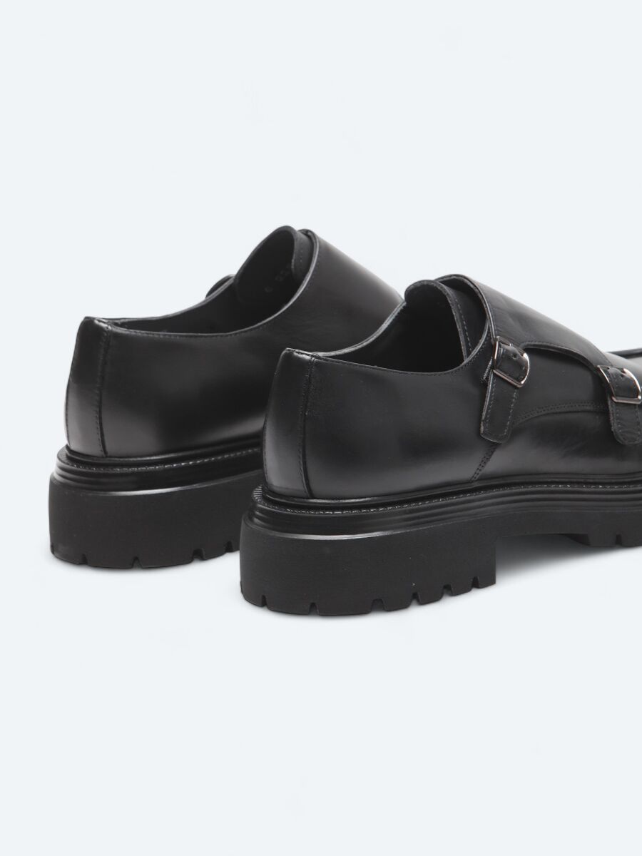 Black Leather Smart Casual Shoes - 5
