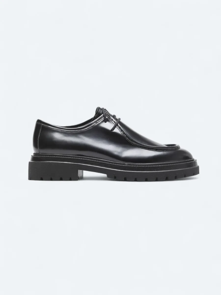 Black Leather Smart Casual Shoes - 1