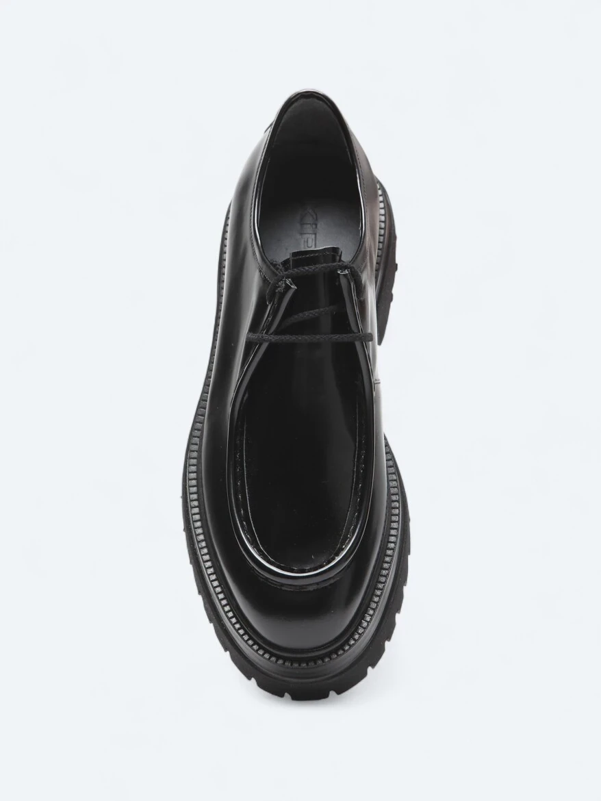 Black Leather Smart Casual Shoes - 3