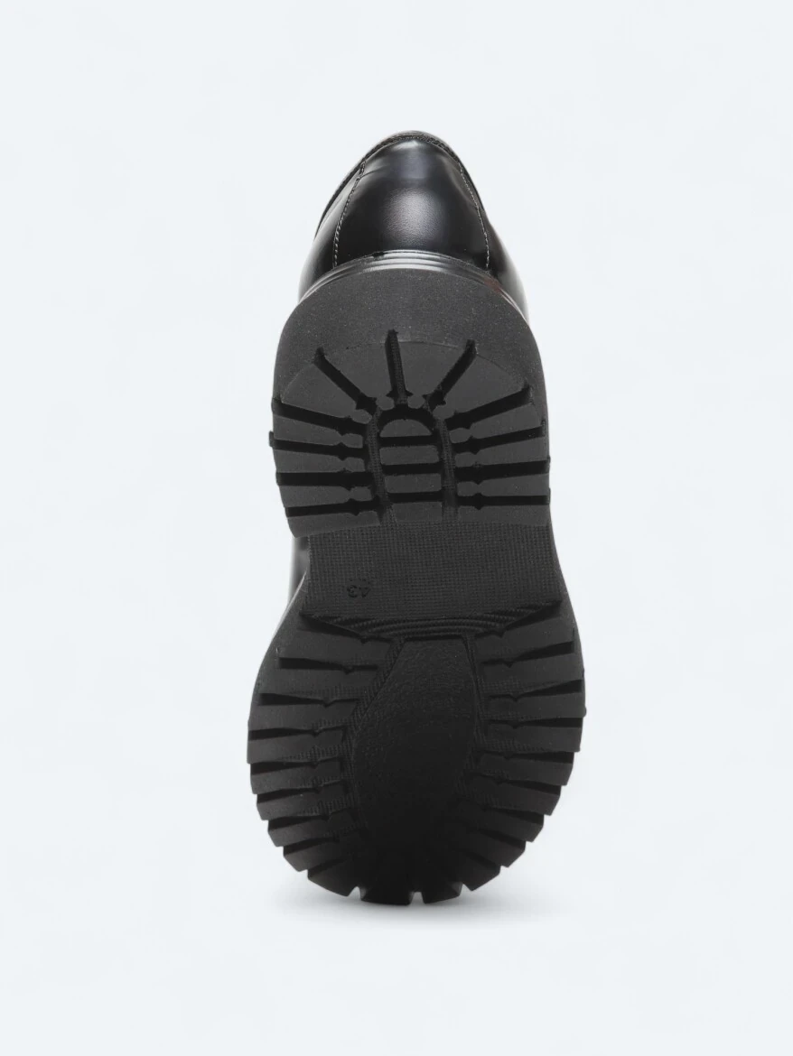 Black Leather Smart Casual Shoes - 4