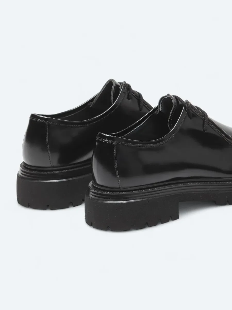 Black Leather Smart Casual Shoes - 5