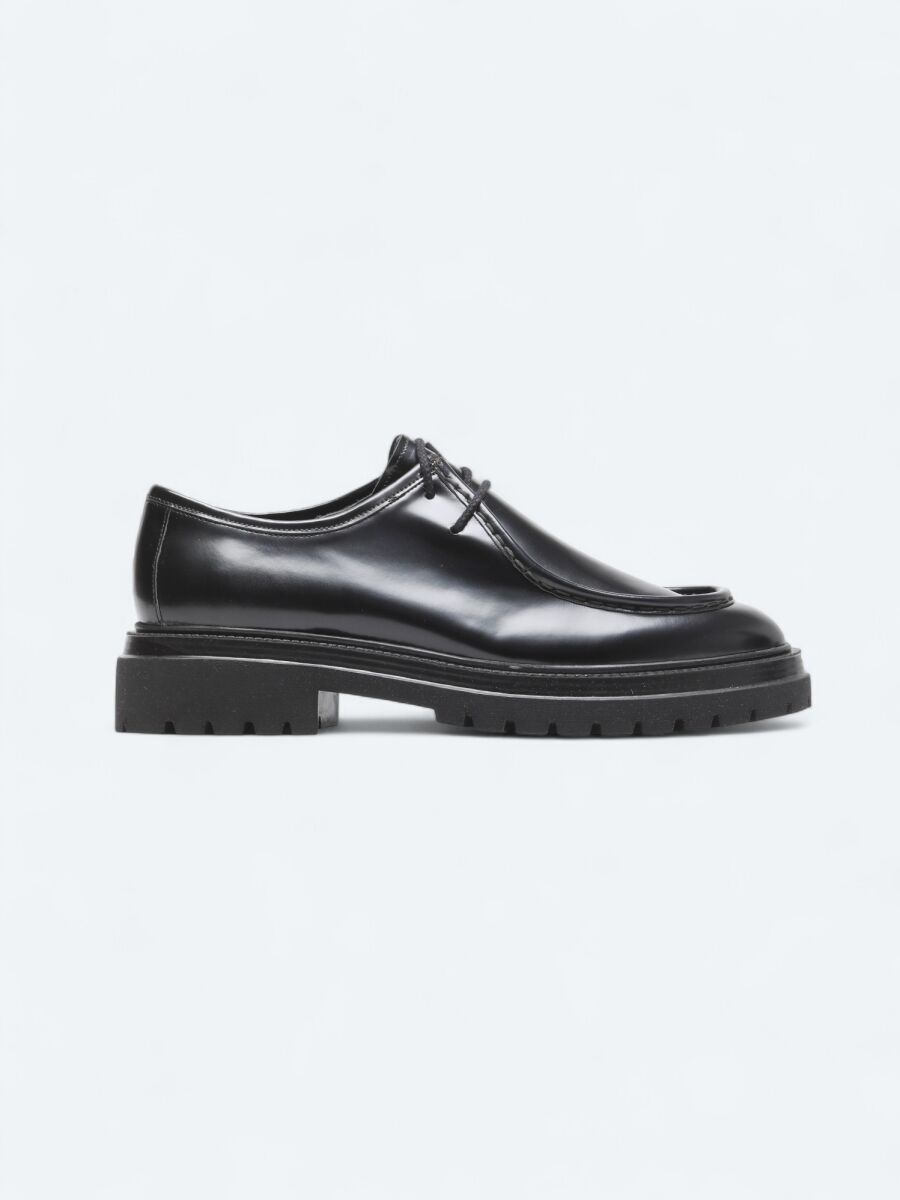 Black Leather Smart Casual Shoes - 1