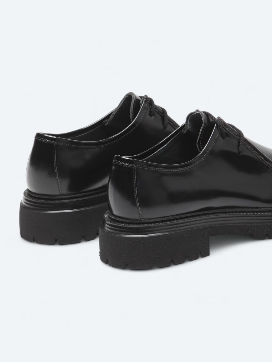 Black Leather Smart Casual Shoes - 5