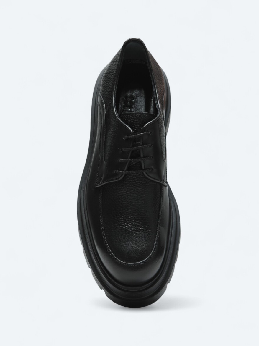 Black Leather Smart Casual Shoes - 3