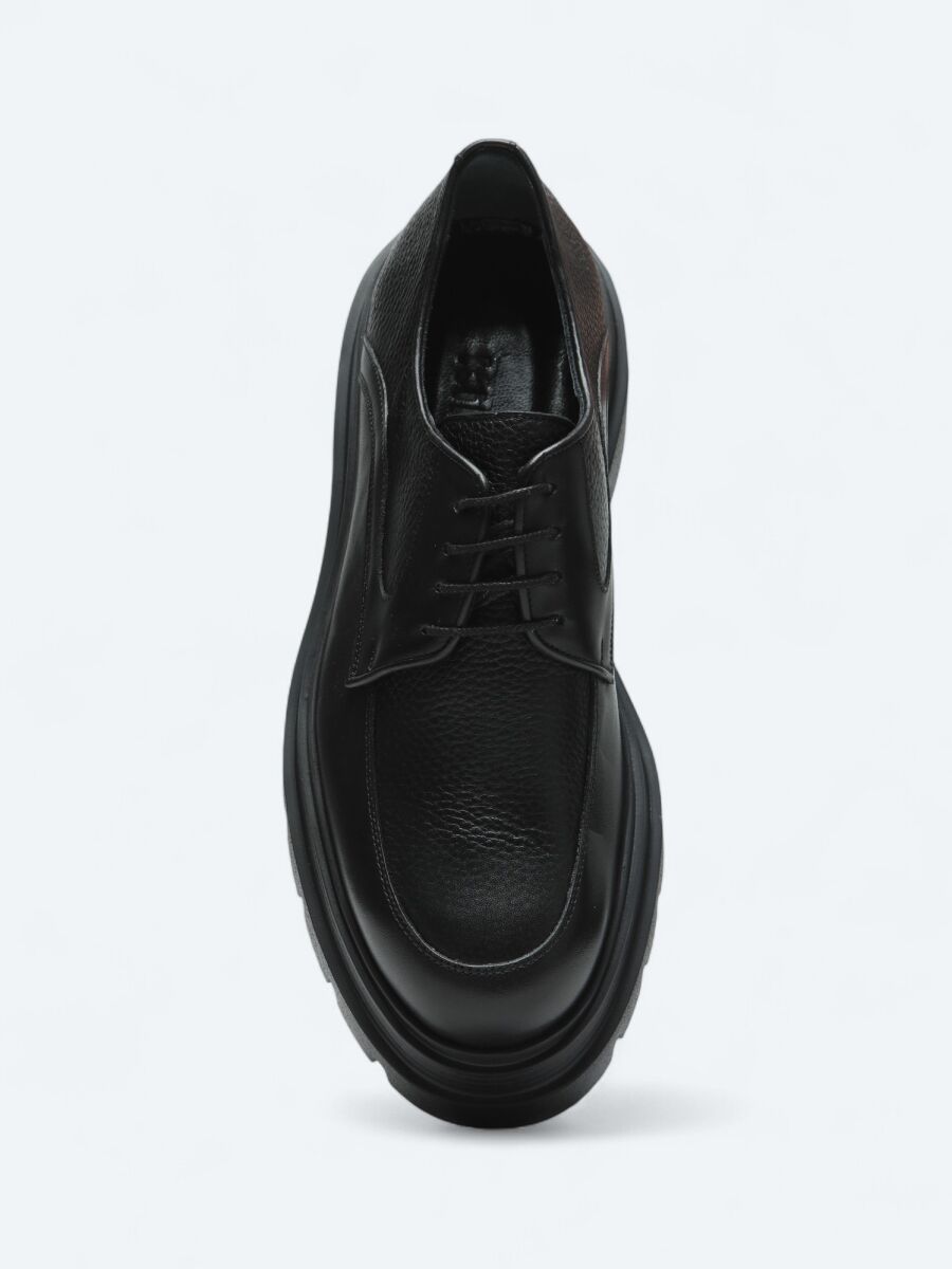 Black Leather Smart Casual Shoes - 3