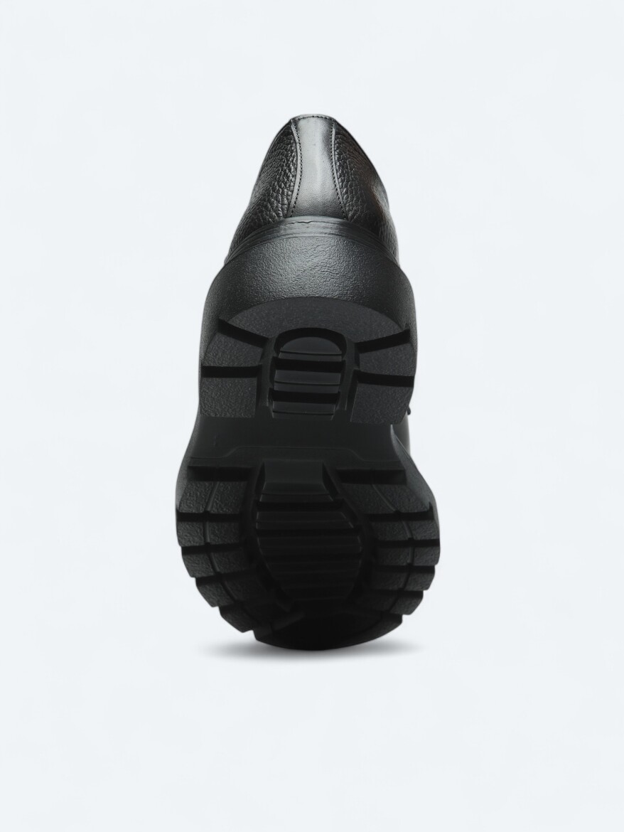 Black Leather Smart Casual Shoes - 4