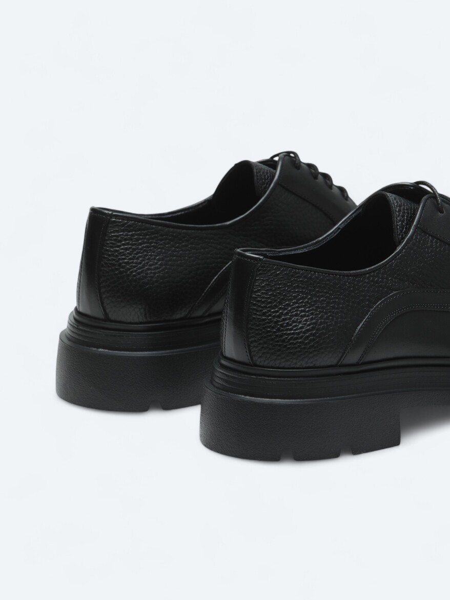 Black Leather Smart Casual Shoes - 5