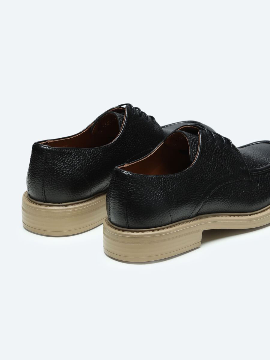 Black Leather Smart Casual Shoes - 3
