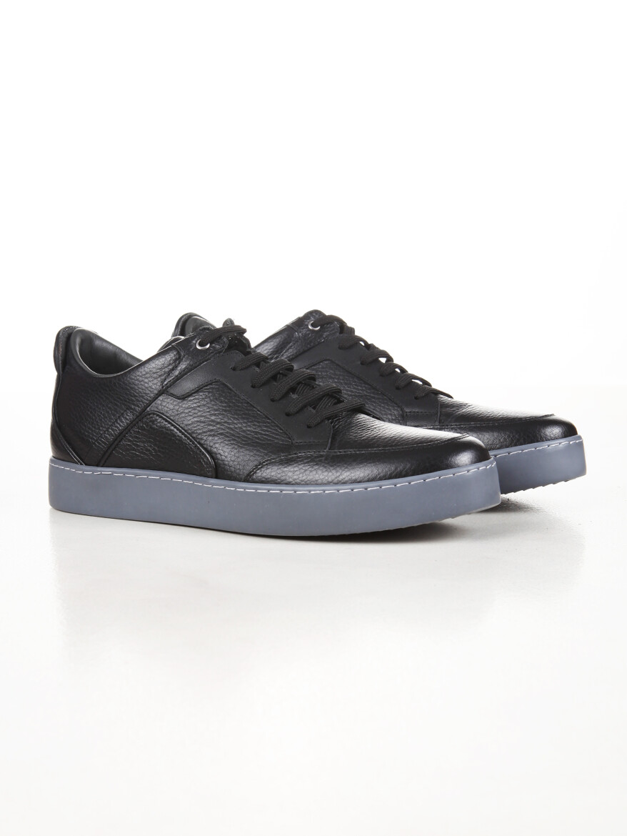 Black Leather Sneaker - 2