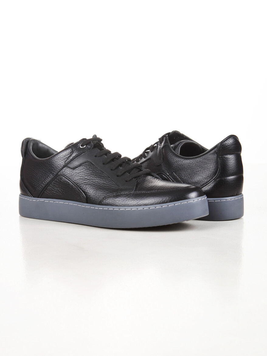 Black Leather Sneaker - 3