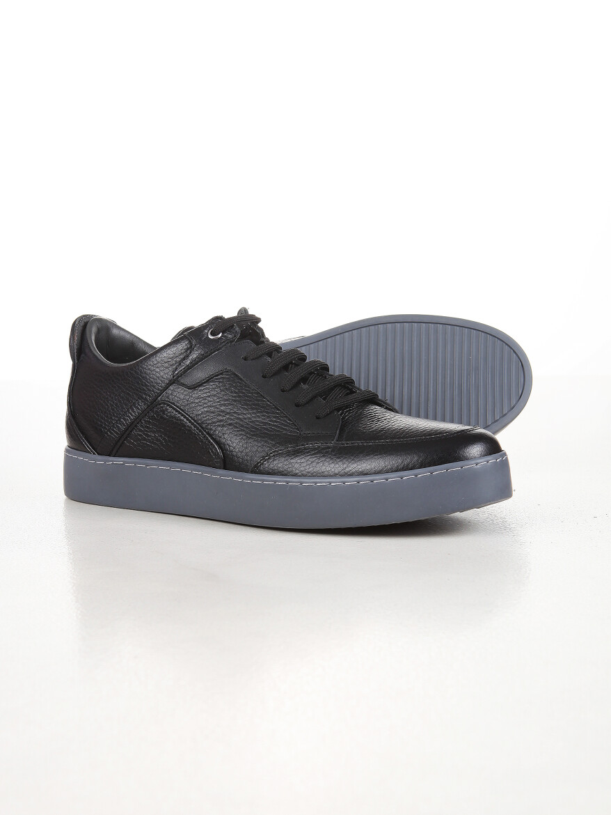 Black Leather Sneaker - 4