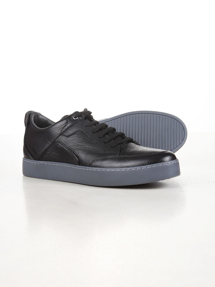 Black Leather Sneaker - 4