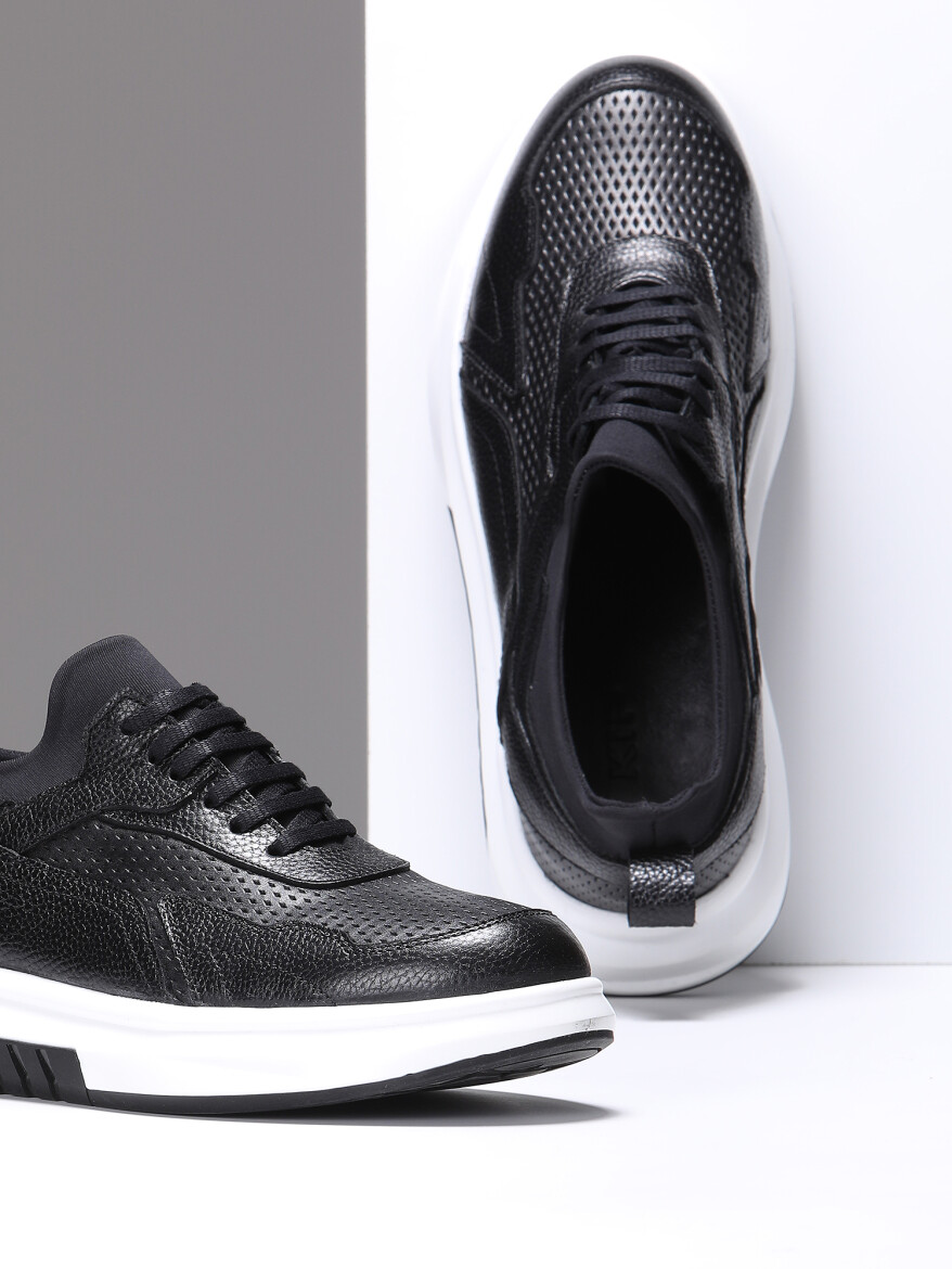 Black Leather Sneaker - 4